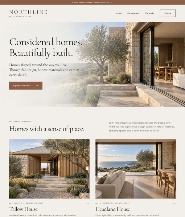 Northline concept site homepage